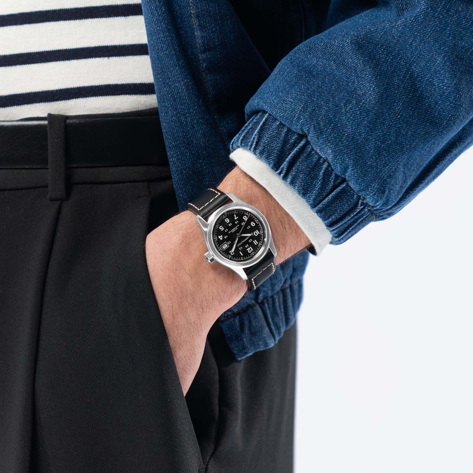 b*n様 shinya Augus dark khaki technical ほ Hamilton Khaki Field Automatic 38 mm Stainless Steel | Maison Birks